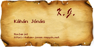 Káhán Jónás névjegykártya
